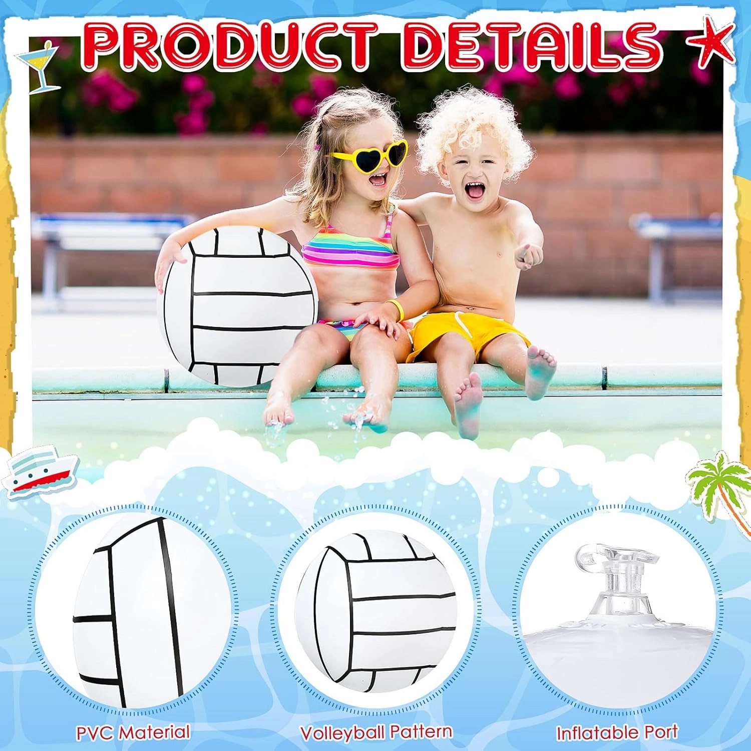Wettarn 24 Pieces Inflatable Volleyball Beach Ball 12 Inches Volleyball Party Favors White Swimming Pool Party Ball Volleyball Beach Game Toys for Beach Pool Sports Game Party Supplies