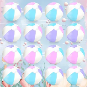Whaline 16Pcs Mermaid Inflatable Beach Ball 16 Inch Round Pool PVC Balls Cute Game Toys for Summer Hawaiian Tropical Theme Beach Party Decor