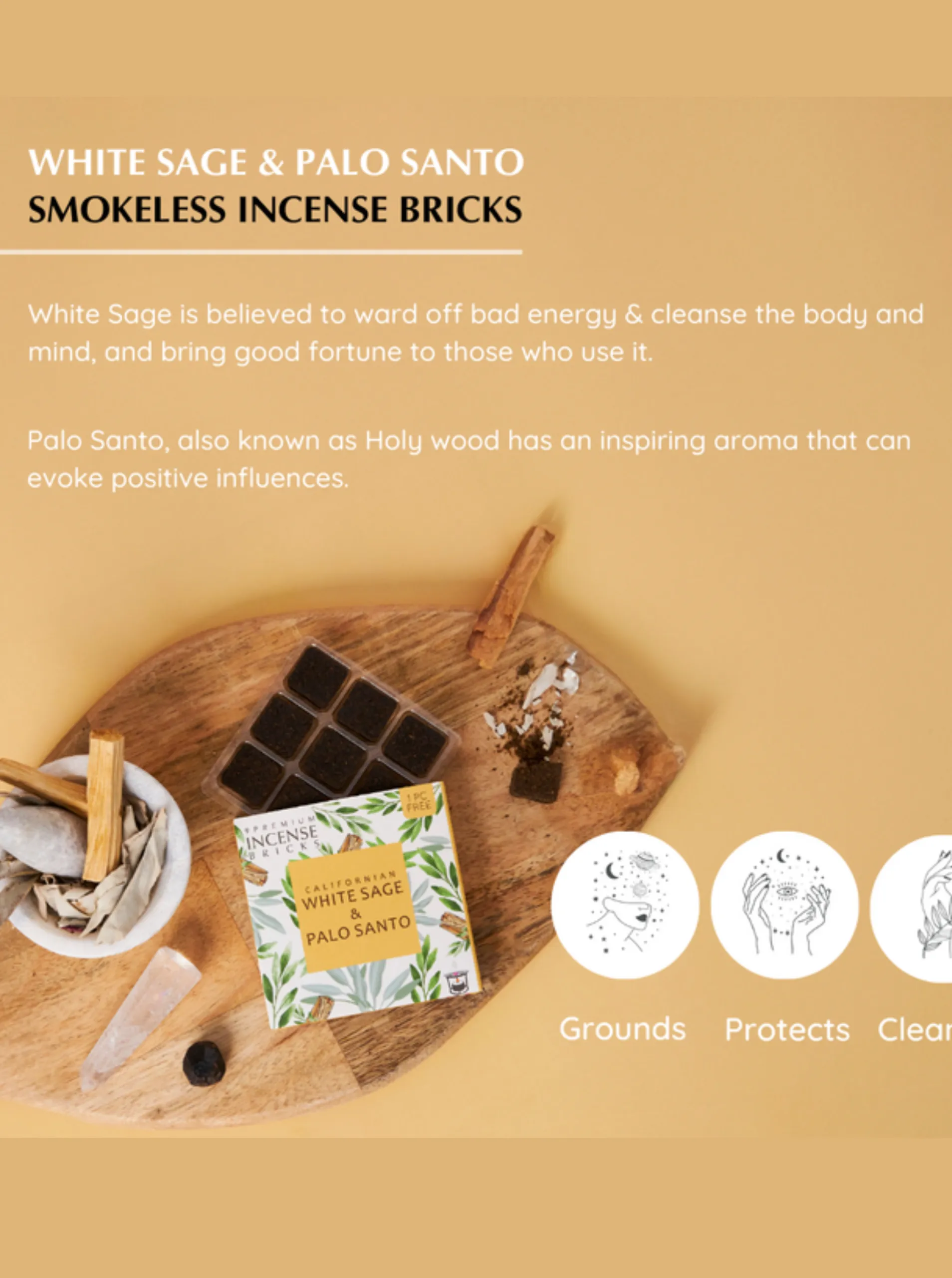 White Sage & Palo Santo Incense Bricks Refill Pack