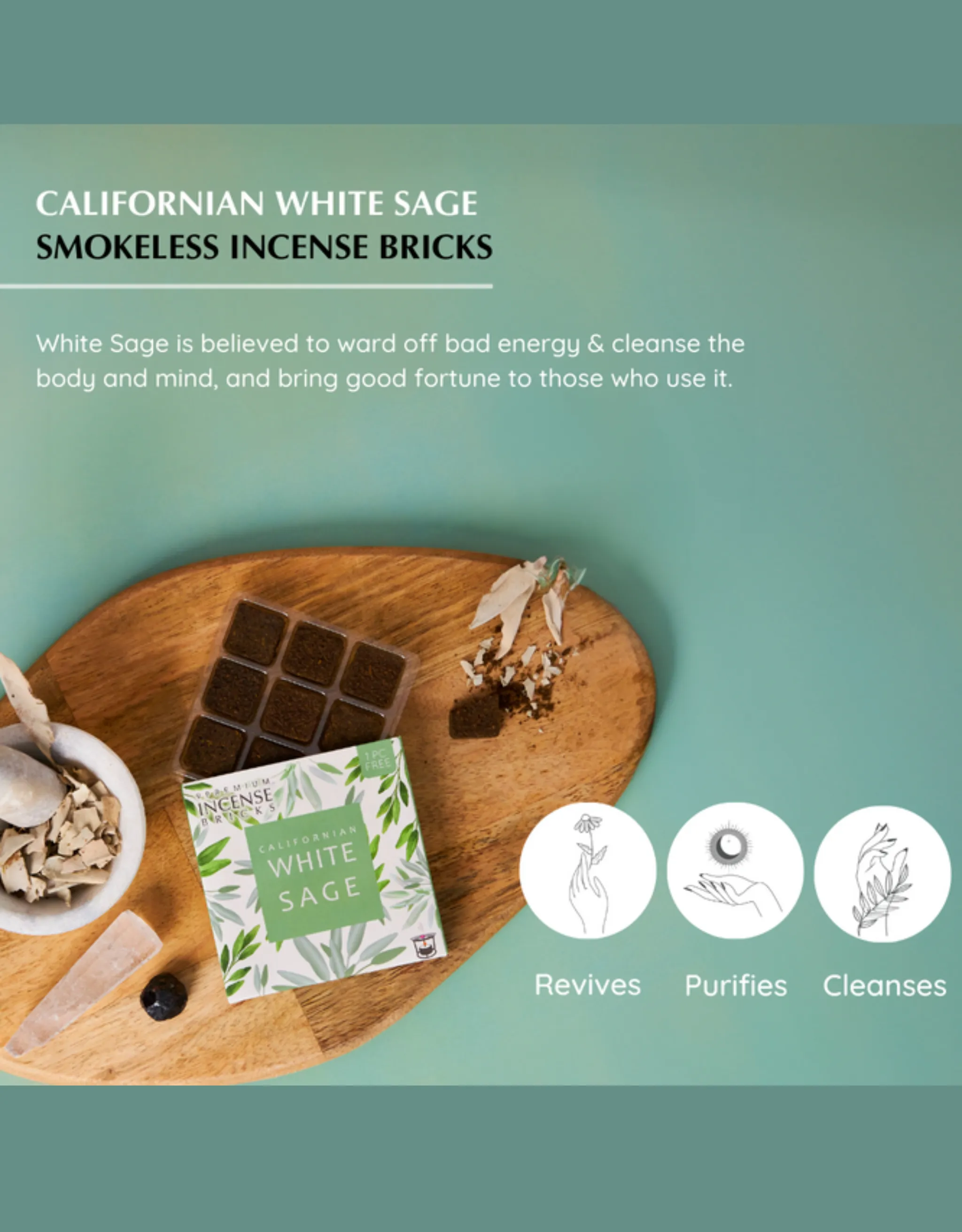 White Sage Incense Bricks Refill Pack