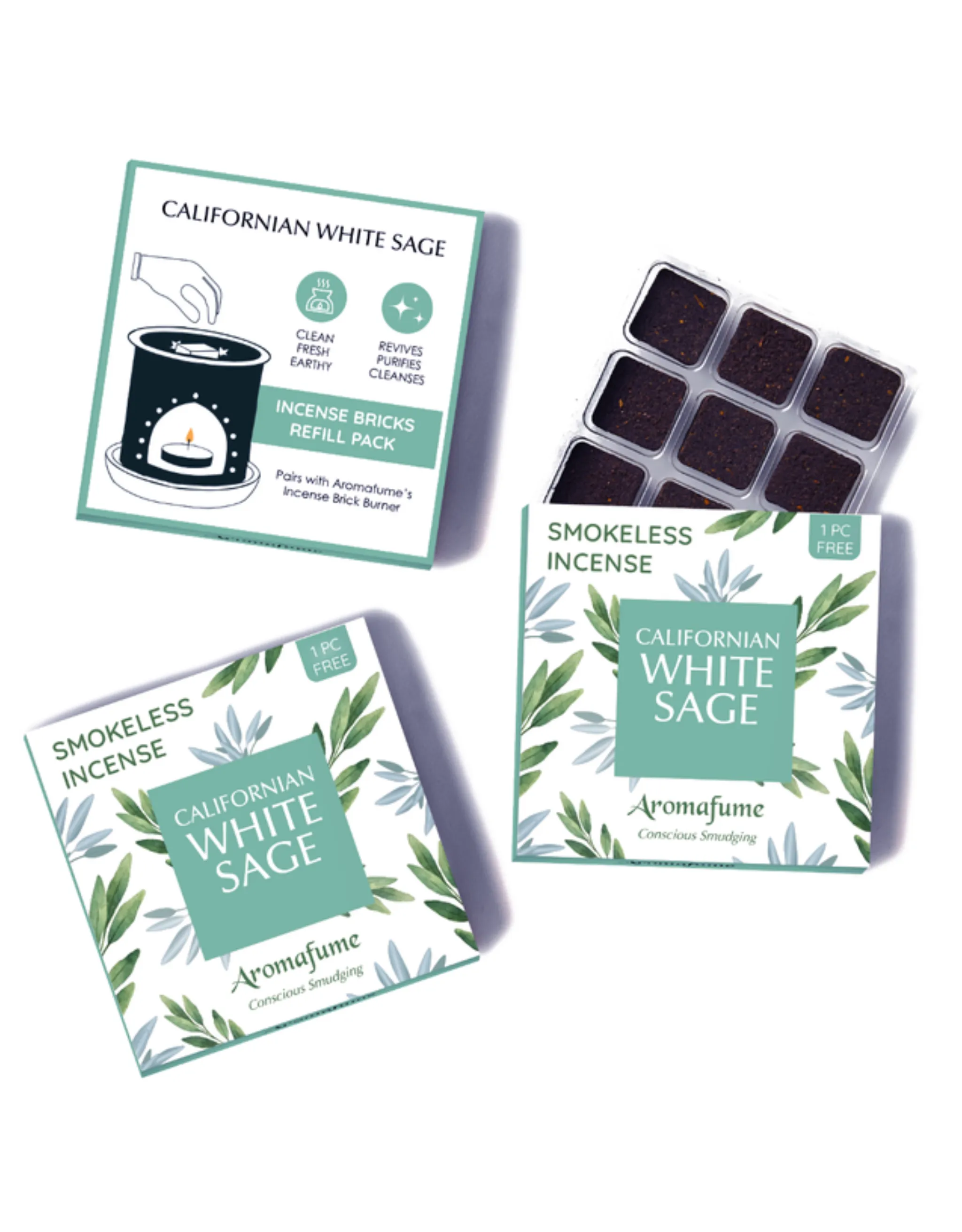 White Sage Incense Bricks Refill Pack