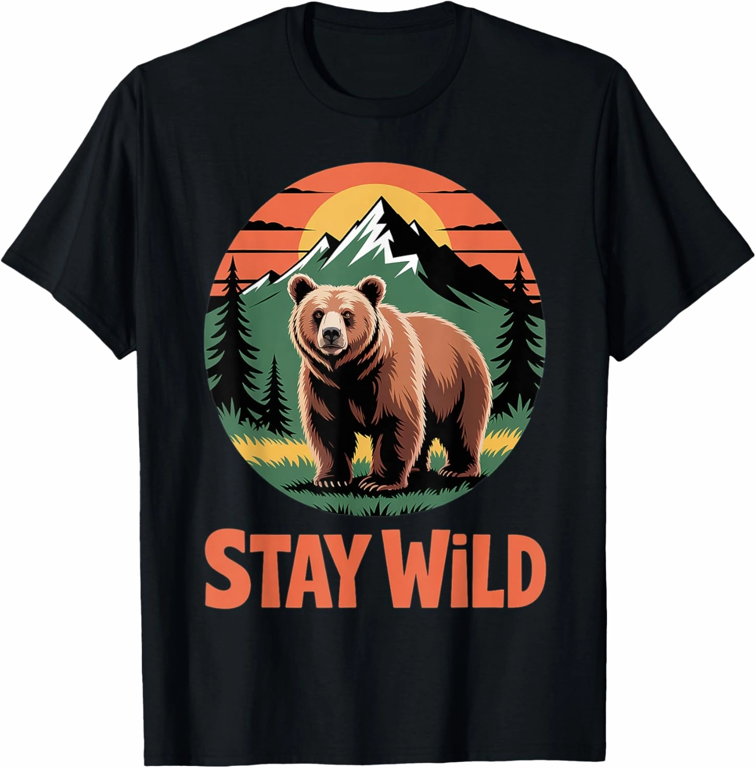 Wilderness Bear Mountain Nature Adventure Stay Wild Graphic T-Shirt
