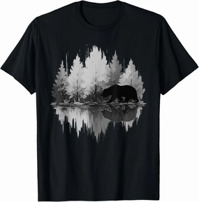 Wildlife Abstract Nature Animal Bear Reflection Forest Trees T-Shirt