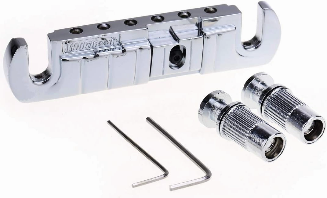 Wilkinson GTB Adjustable Intonated Wraparound Bridge Tailpiece for Les Paul Style Electric Guitar, Chrome