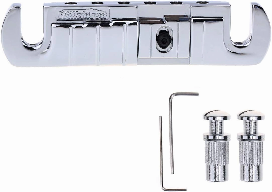 Wilkinson GTB Adjustable Intonated Wraparound Bridge Tailpiece for Les Paul Style Electric Guitar, Chrome