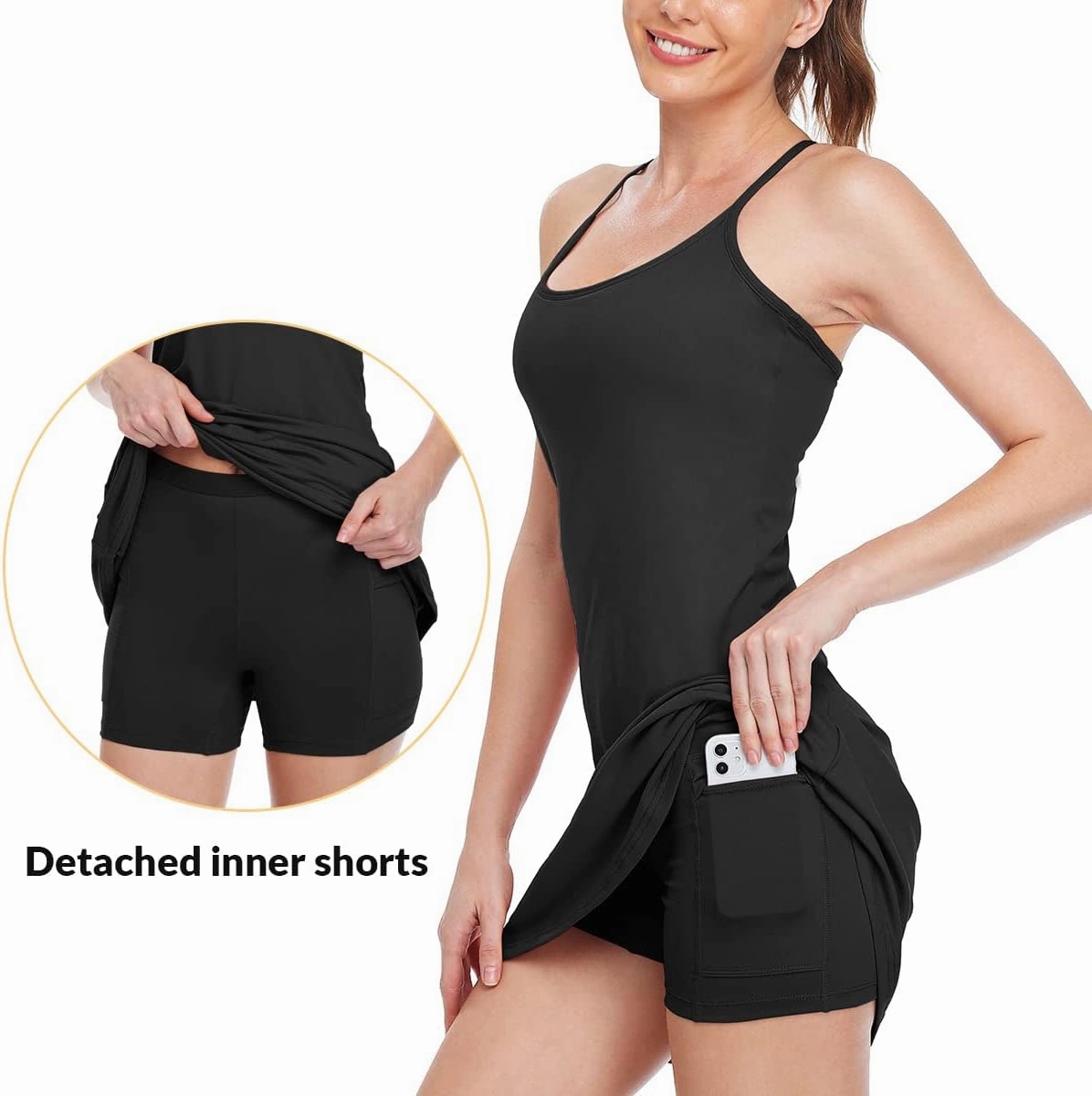 Willit Women's Exercise Dress Tennis Golf Workout Dress with Built-in Bra Yoga Athletic Dress with Pockets