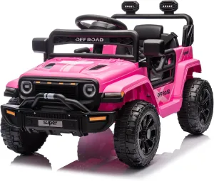 Winado 12V Kids Ride On Car, Battery Powered Electric Mini Truck Toy w/Parental Remote Control, 4-Wheel Suspension, LED Lights, 3 Speeds, Functional Horn, Soft Start - Pink