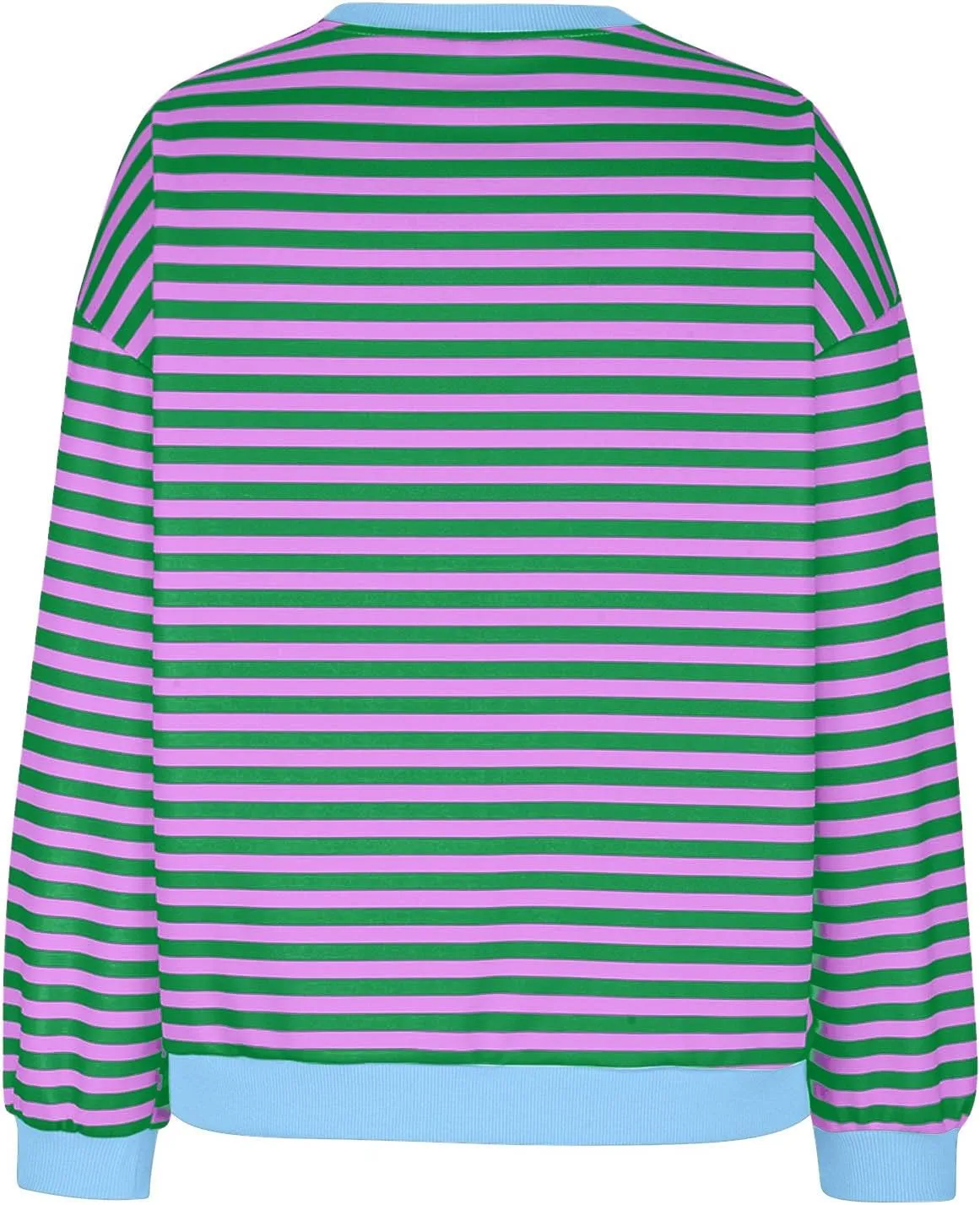 Women Fall Sweatshirts Fashion Striped Print Pullover Long Sleeve Lightweight Loose Casual Sweatshirt