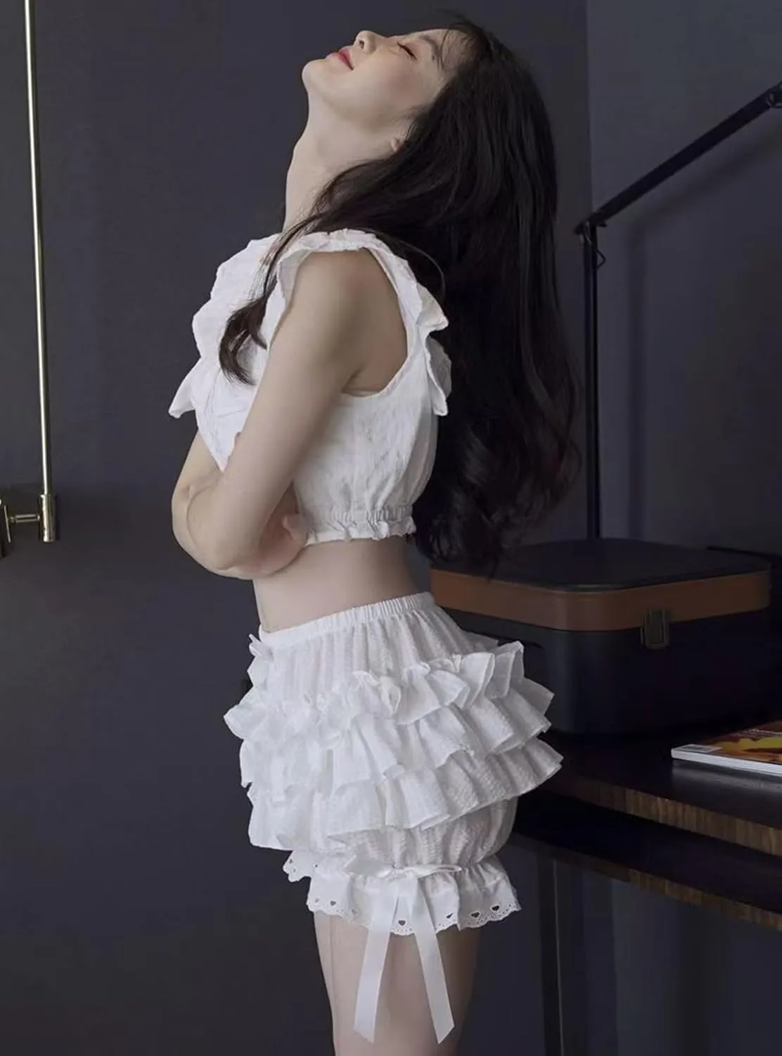 Women Y2k Lolita Bloomers Ruffle Frilly Gothic Shorts Layered Pumpkin Bottoms Party Cosplay Boyshorts Pettipants