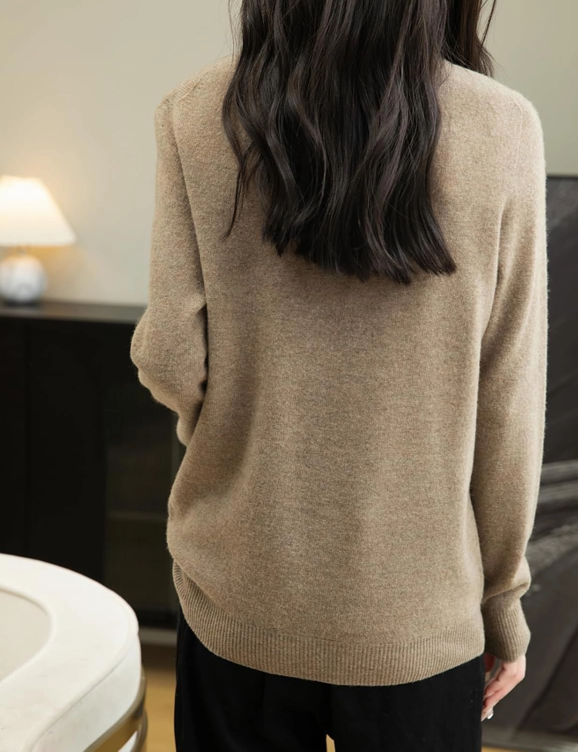 Women's 100% Merino Wool 2025 Fall Winter First-Line Ready to Wear Long Sleeve Seamless Knit Crewneck Sweater