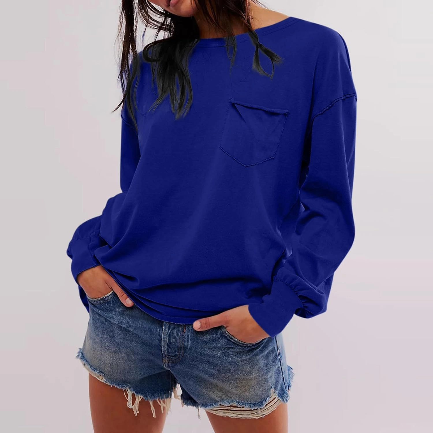 Women's Crew Neck Sweatshirts Dressy Casual 2024 Long Sleeve Loose Pullover Tops Fall Fashion y2k Outfits