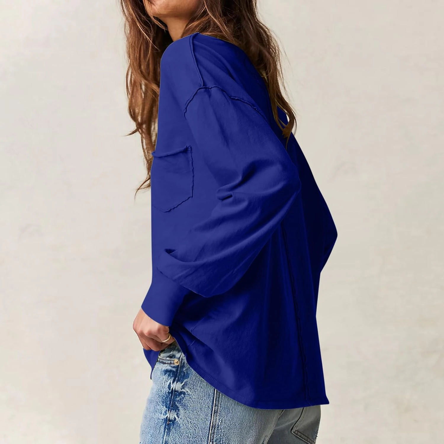 Women's Crew Neck Sweatshirts Dressy Casual 2024 Long Sleeve Loose Pullover Tops Fall Fashion y2k Outfits