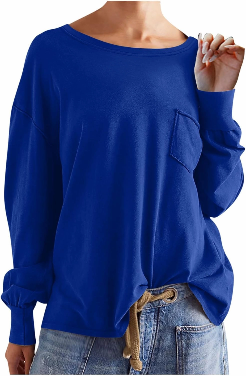 Women's Crew Neck Sweatshirts Dressy Casual 2024 Long Sleeve Loose Pullover Tops Fall Fashion y2k Outfits