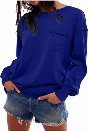 Women's Crew Neck Sweatshirts Dressy Casual 2024 Long Sleeve Loose Pullover Tops Fall Fashion y2k Outfits