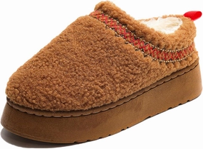 Women's Platform Clogs Mini Boots Plush Lining Fuzzy Slippers Slip on Fluffy Snow Boots for Women
