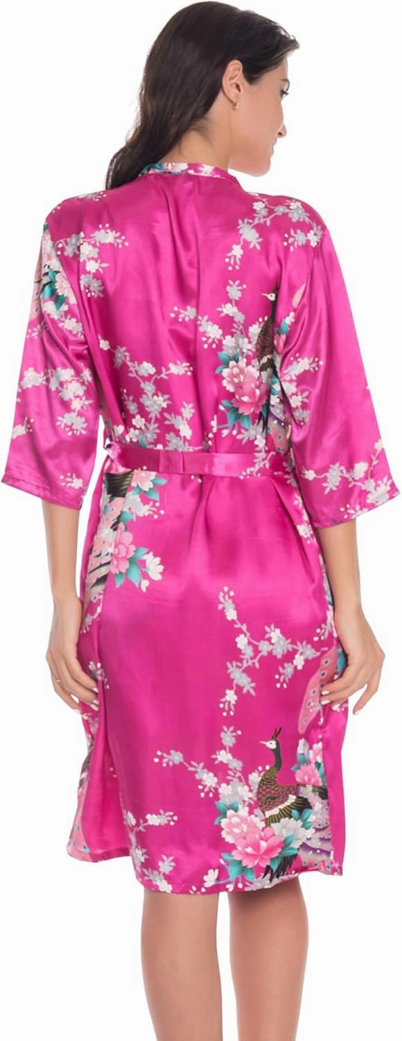 Women's Satin Nightgown with Robes Set 2 Piece Sleepwear Sexy Slip Gown Pajamas Set Silky Cami Nightwear