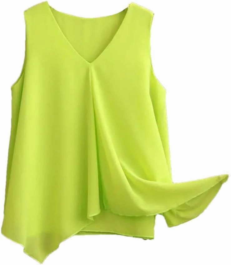 Women's Sleeveless Casual Simple Soft Vest Double Layer Chiffon Loose Vest