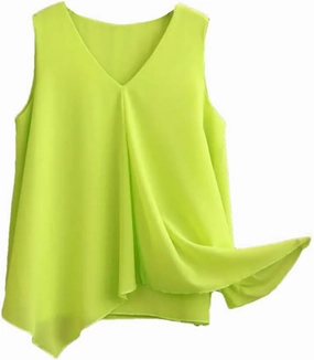 Women's Sleeveless Casual Simple Soft Vest Double Layer Chiffon Loose Vest