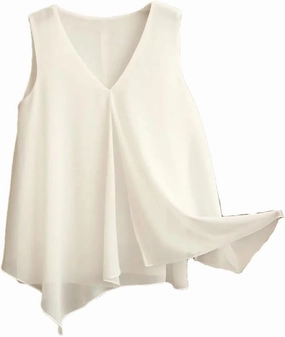 Women's Sleeveless Casual Simple Soft Vest Double Layer Chiffon Loose Vest