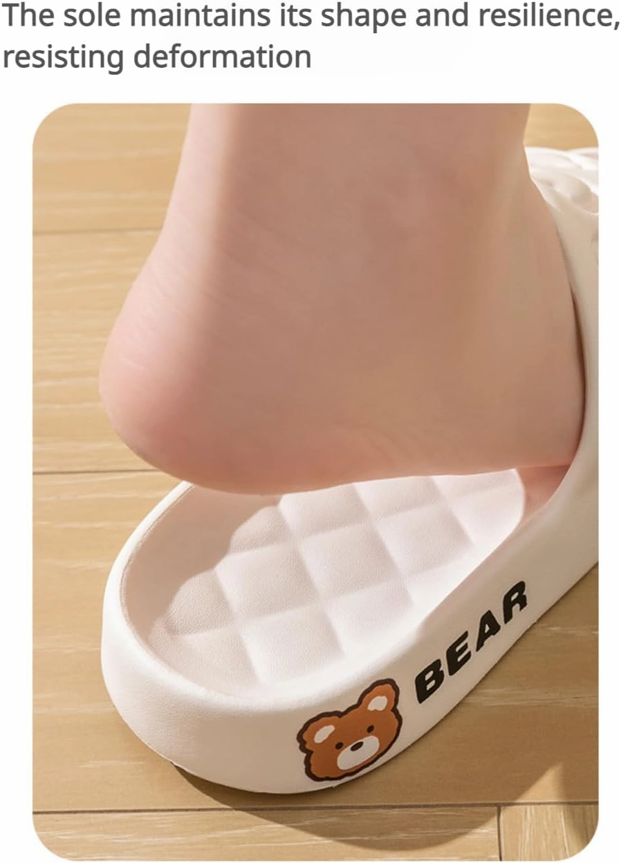 Women's Slippers Cute Bear Dog Cartoon Pattern Girl's Thick Soles Indoor Outdoor Slippers