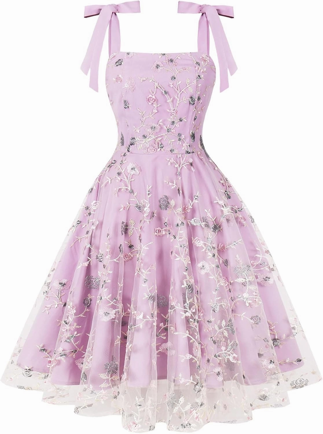 Women's Tie Strap Tulle Prom Dresses Sweetheart Flower Embroidery Dress Short Formal Party Mini Homecoming Dresses