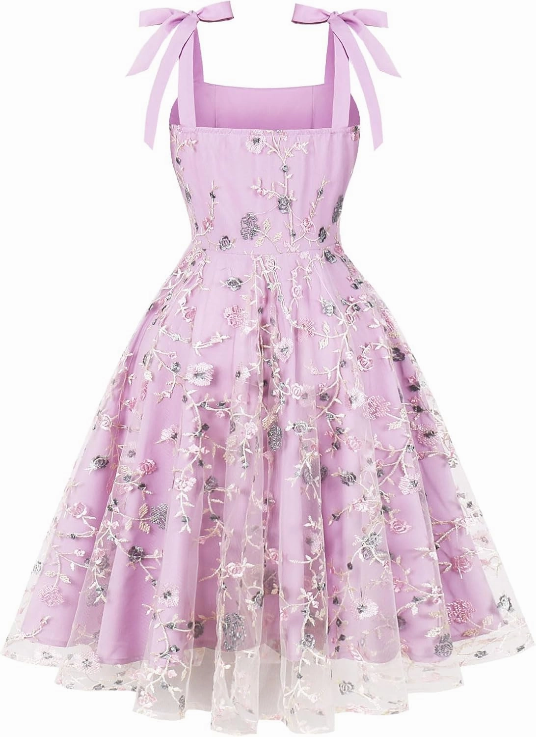 Women's Tie Strap Tulle Prom Dresses Sweetheart Flower Embroidery Dress Short Formal Party Mini Homecoming Dresses