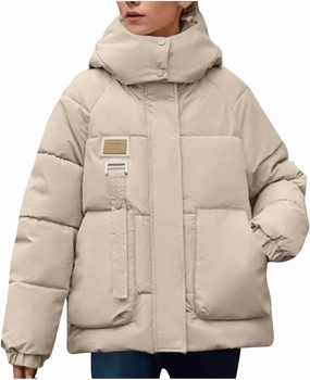 Women Winter Coats Long Sleeve Stand Collar Thickened Puffer Coat Baggy Warm Hooded Winter Jacket