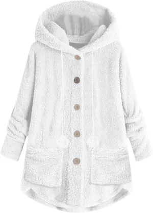 Womens Sherpa Jackets Dressy Casual Loose Soft Button Down Fleece Pullover Tops Oversized Hooded Loungewear