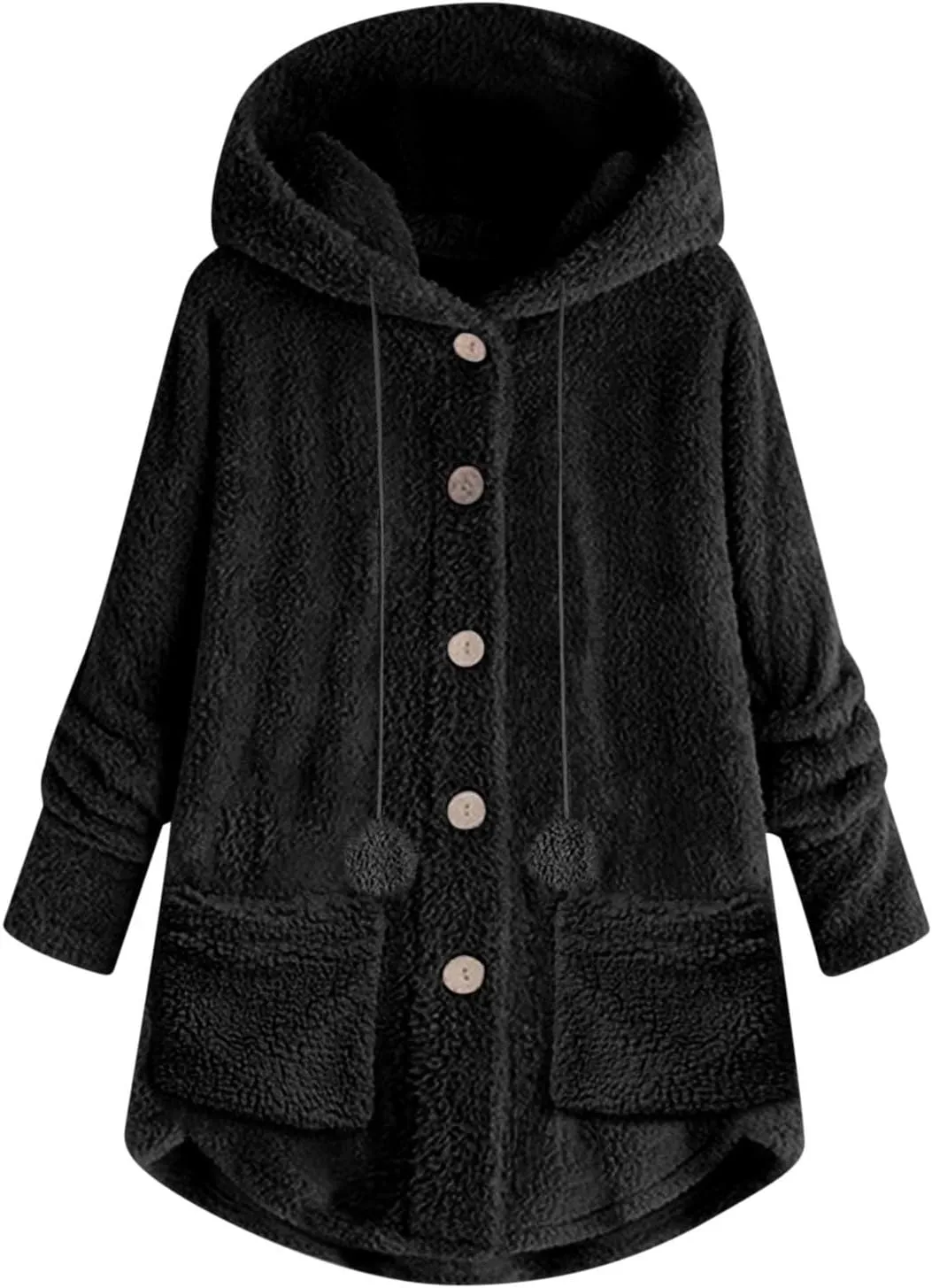 Womens Sherpa Jackets Dressy Casual Loose Soft Button Down Fleece Pullover Tops Oversized Hooded Loungewear