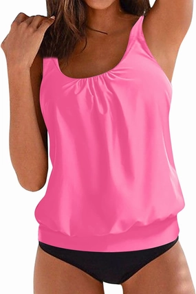 Womens 2 Piece Swimsuits with Boy Shorts 2025 Plus Size Blouson Tankini Tops Ladies Loose Bathing Suits