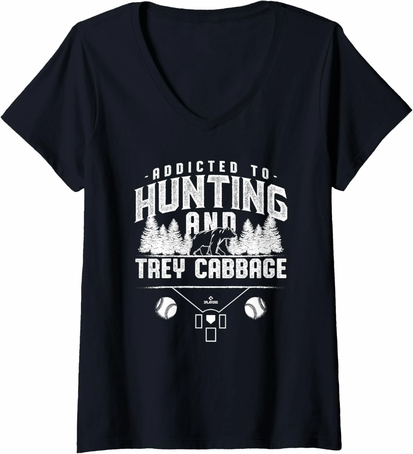 Womens Bear Hunting and Trey Cabbage Prospect Baseball Fan Gear V-Neck T-Shirt