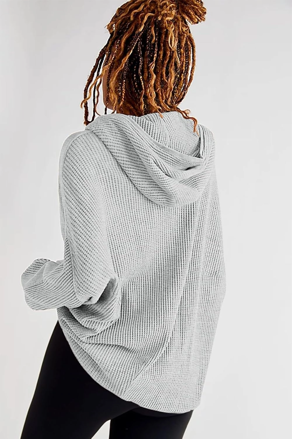 Womens Fashion Zip Up Hoodies Oversized Waffle Knit Jacket Shirts Long Sleeve Solid Shacket Blouse with Pockets
