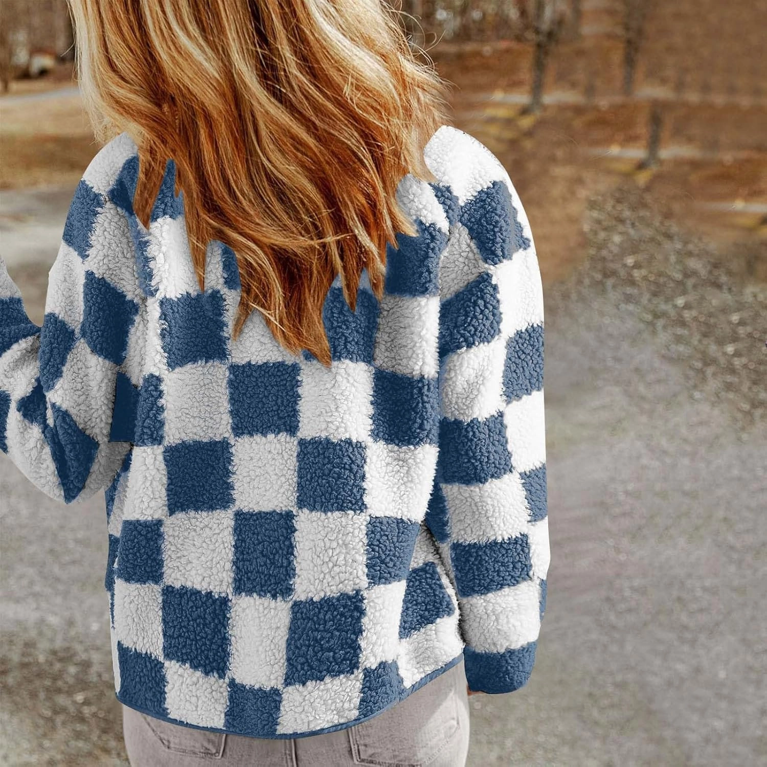 Womens Fleece Jackets Fashion 2024 Plaid Button Down Sherpa Teddy Coat Causal Fall Winter Fuzzy Coats Outwear
