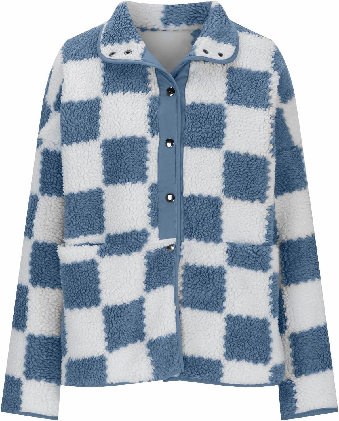 Womens Fleece Jackets Fashion 2024 Plaid Button Down Sherpa Teddy Coat Causal Fall Winter Fuzzy Coats Outwear