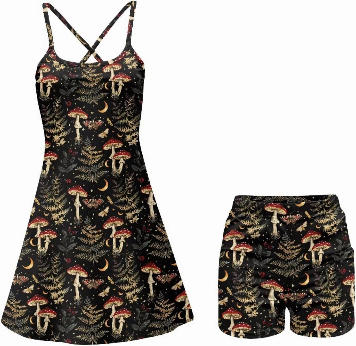 Womens Golf Dress with Tummy Control Athletic Dress with Shorts 2 Piece Golf Outfits