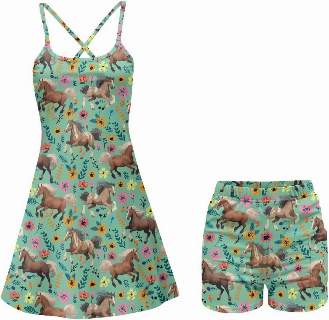 Womens Golf Dress with Tummy Control Athletic Dress with Shorts 2 Piece Golf Outfits