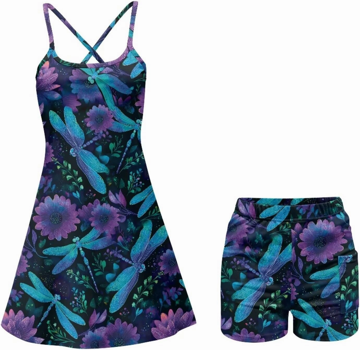 Womens Golf Dress with Tummy Control Athletic Dress with Shorts 2 Piece Golf Outfits