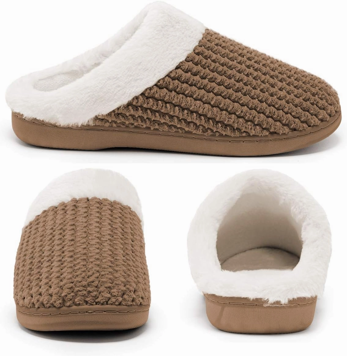 Womens Memory Foam Slippers Plush Fleece Lined Lady House Slippers Anti-Skid for Indoor Outdoor