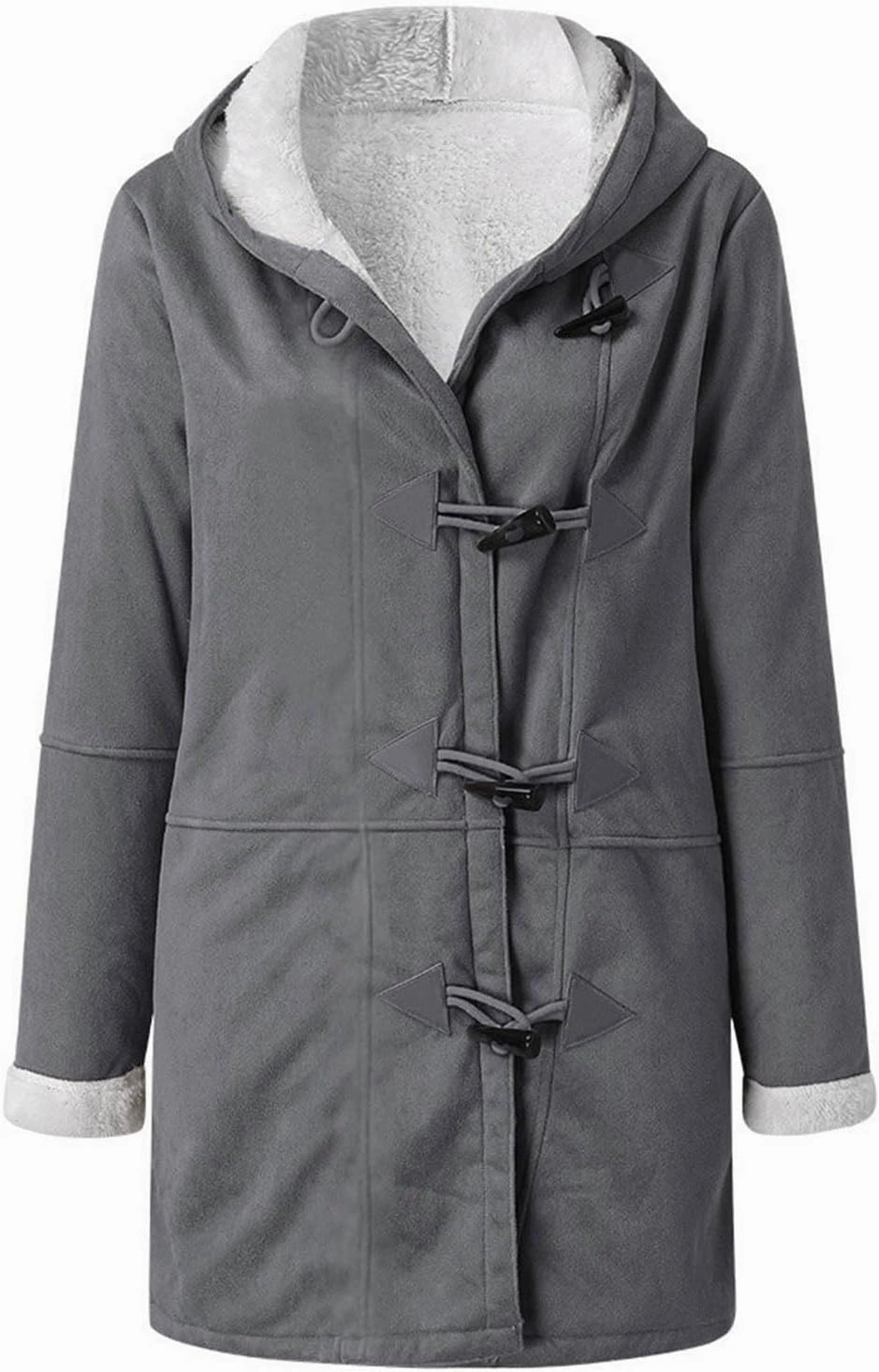 Womens Sherpa Lined Jackets Fashion Winter Fuzzy Fleece Hoodie Sweatshirt Casual Soft Cozy Horn Button Down Coats