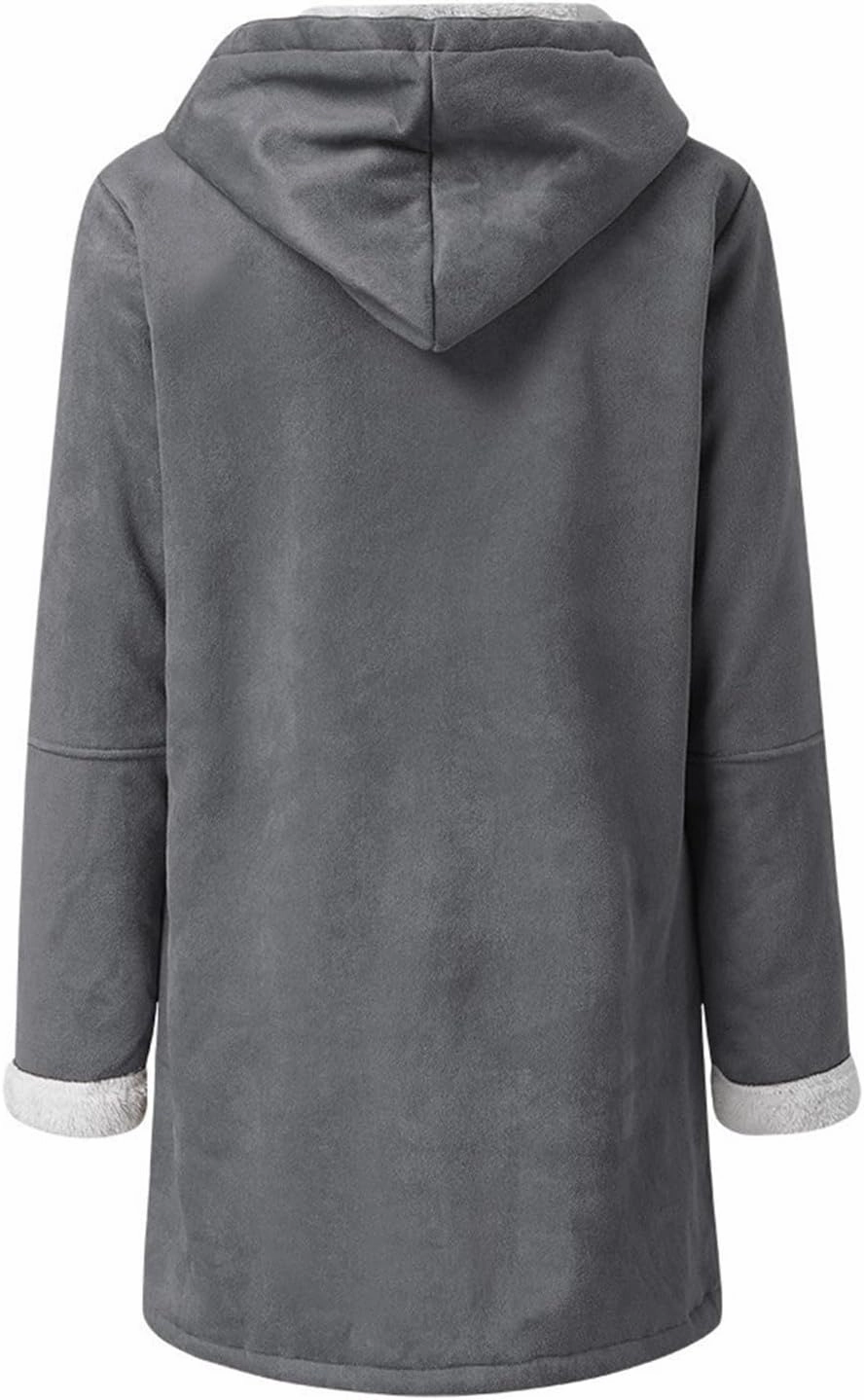 Womens Sherpa Lined Jackets Fashion Winter Fuzzy Fleece Hoodie Sweatshirt Casual Soft Cozy Horn Button Down Coats