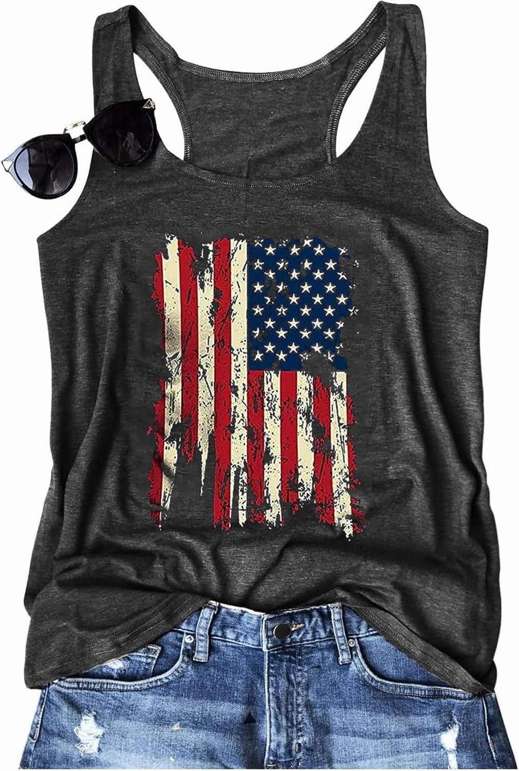Womens Tank Tops Summer Racerback Graphic Tanks Beach Vacation Tops Loose Running Athletic Sleeveless Shirt Cami