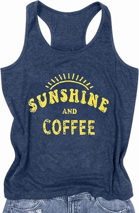 Womens Tank Tops Summer Racerback Graphic Tanks Beach Vacation Tops Loose Running Athletic Sleeveless Shirt Cami