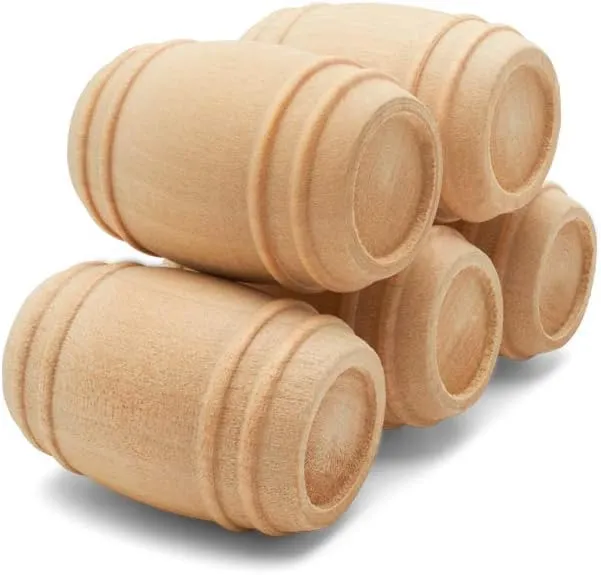Wooden Pickle Barrel 1-5/8 Inch, Pack of 50, Small Unfinished Cargo Drums, Perfect for Miniatures, Scale Models, Mini Train Making or Woodworking Craft Projects, by Woodpeckers