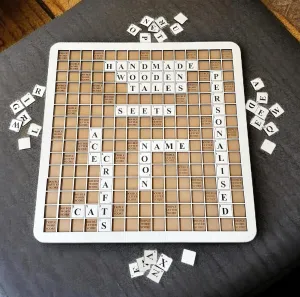 Wooden Puzzle Board Game | Classic Word-Building Family Game | Wooden Tiles & Board