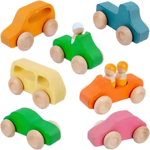 Wooden Toys BlockWorlds Building Blocks - Cars with Peg Dolls | Nature Toy Block Sets