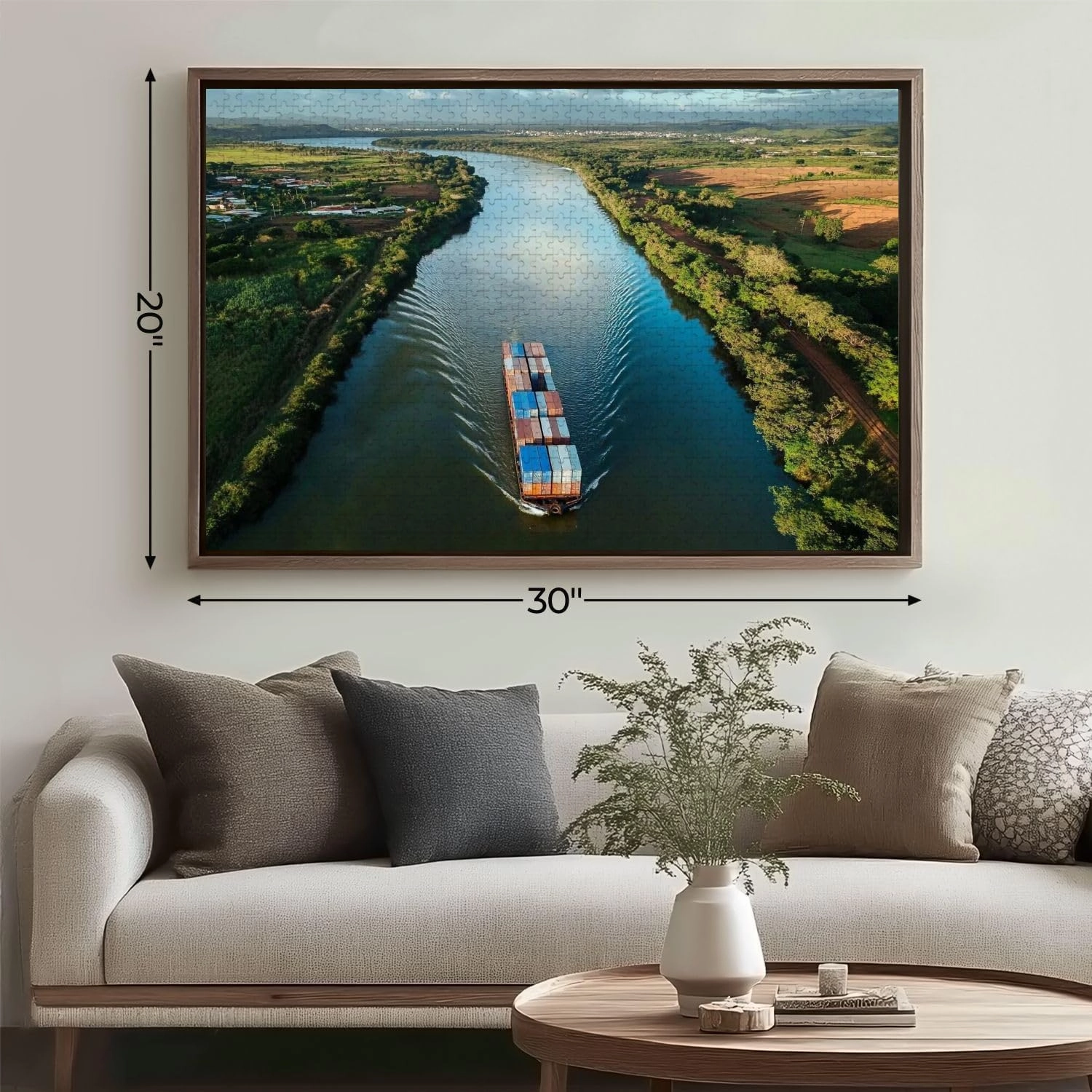 Wooden Jigsaw Puzzles for Adults 1000 Pieces Grain Transport Barge Going up tiete River tiete Waterway Fun and Challenging Board Puzzles Large Educational Game Kids Toys Gift Home Decor