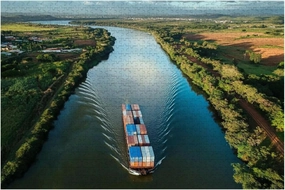 Wooden Jigsaw Puzzles for Adults 1000 Pieces Grain Transport Barge Going up tiete River tiete Waterway Fun and Challenging Board Puzzles Large Educational Game Kids Toys Gift Home Decor