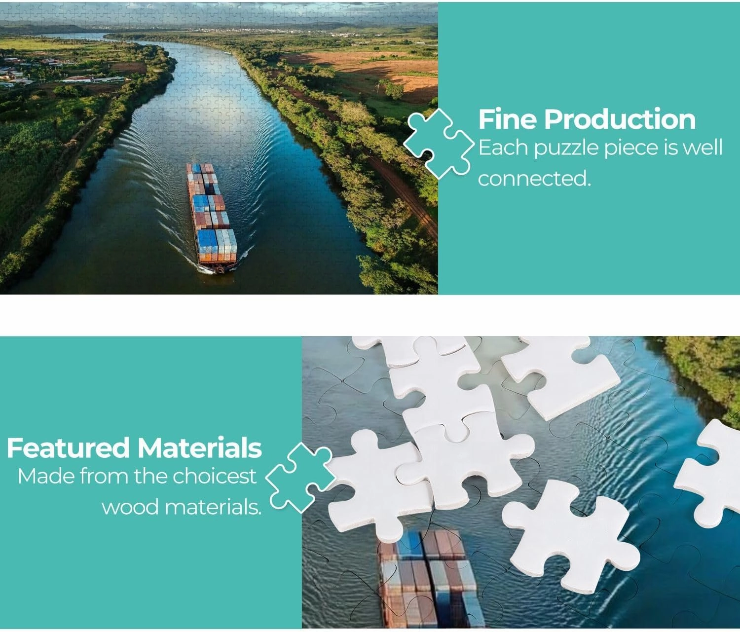 Wooden Jigsaw Puzzles for Adults 1000 Pieces Grain Transport Barge Going up tiete River tiete Waterway Fun and Challenging Board Puzzles Large Educational Game Kids Toys Gift Home Decor