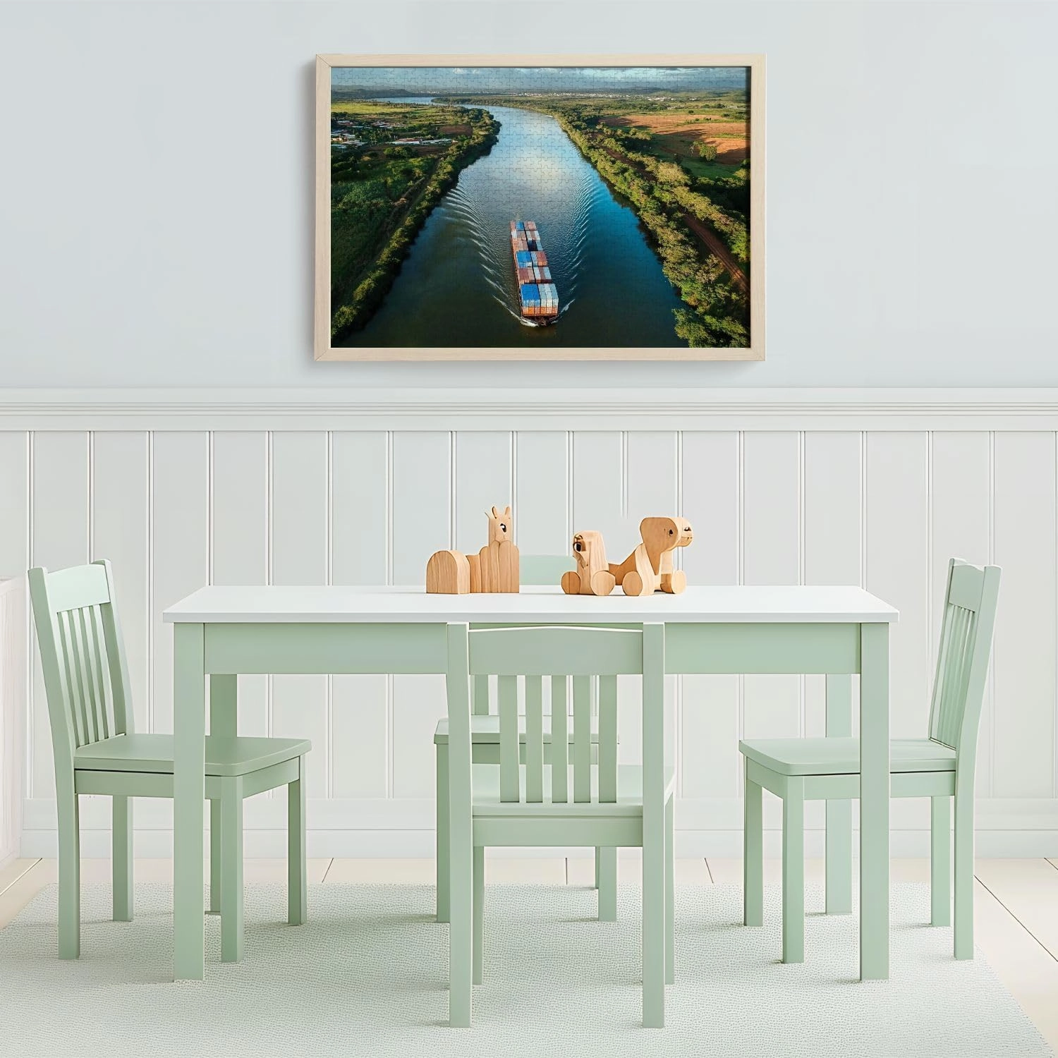 Wooden Jigsaw Puzzles for Adults 1000 Pieces Grain Transport Barge Going up tiete River tiete Waterway Fun and Challenging Board Puzzles Large Educational Game Kids Toys Gift Home Decor