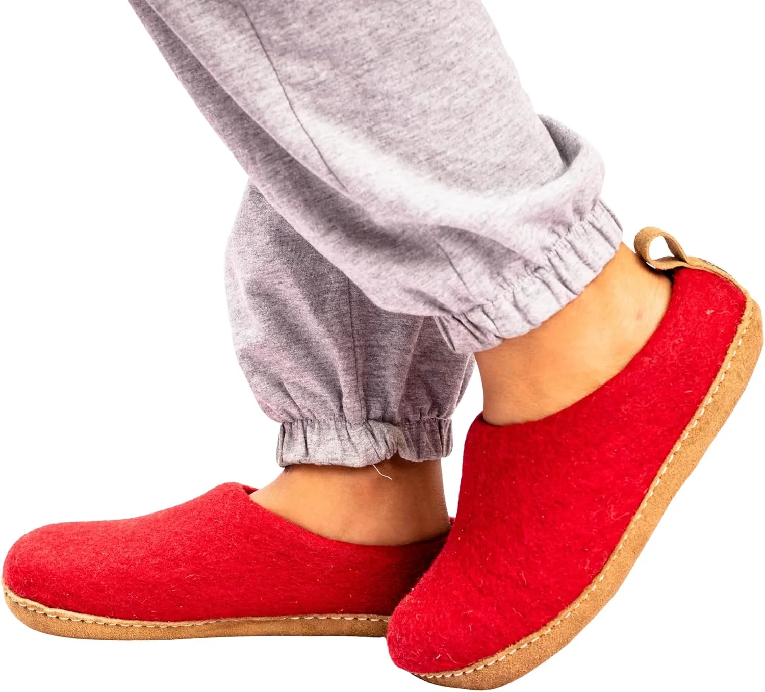 Wool Indoor Slippers - Natural Organic Wool, Genuine Leather Sole, Handmade in Nepal - Cozy, Warm, Soft, Unisex Non-Slip House Shoes for Men & Women - Perfect for Winter Comfort